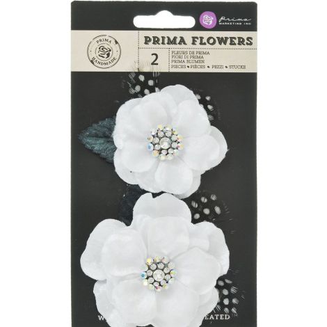 Kwiatki materiałowe Prima Marketing Plume White 2szt, 8cm